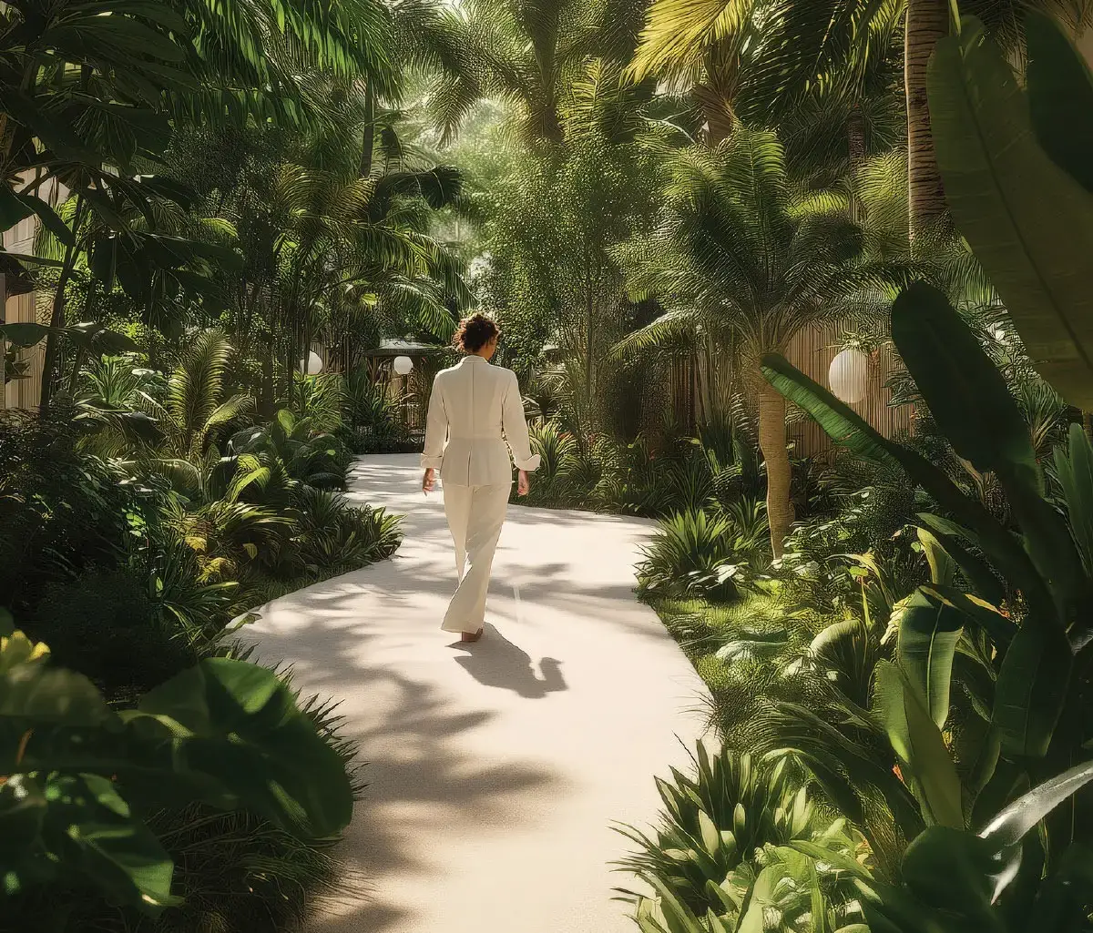 legant architecture and landscaped pathways at Mamsha Gardens, Abu Dhabi